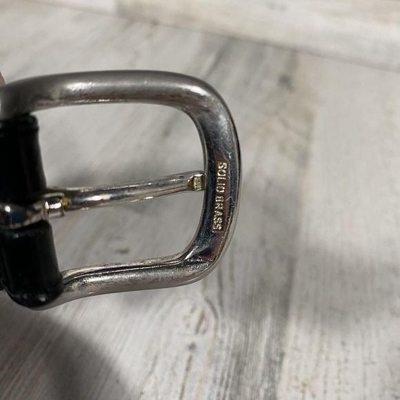 Vtg Men's Black Oil Tanned Leather Braided Belt Western Solid Brass Buckle 40" - Picture 3 of 6